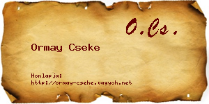 Ormay Cseke névjegykártya